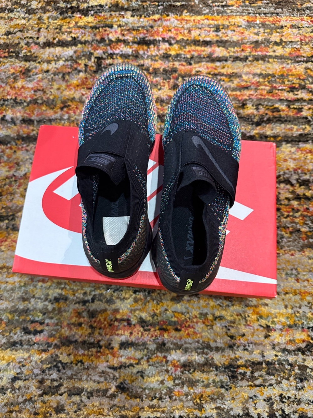 Nike Vapormax Black Multicolor Flyknit Slip-On Sneakers - Picture 2 of 7